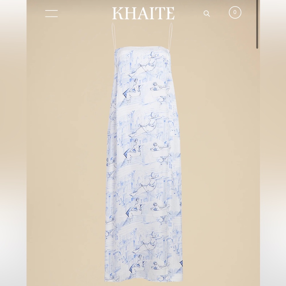 Khaite The Sicily Dress in cream and blue